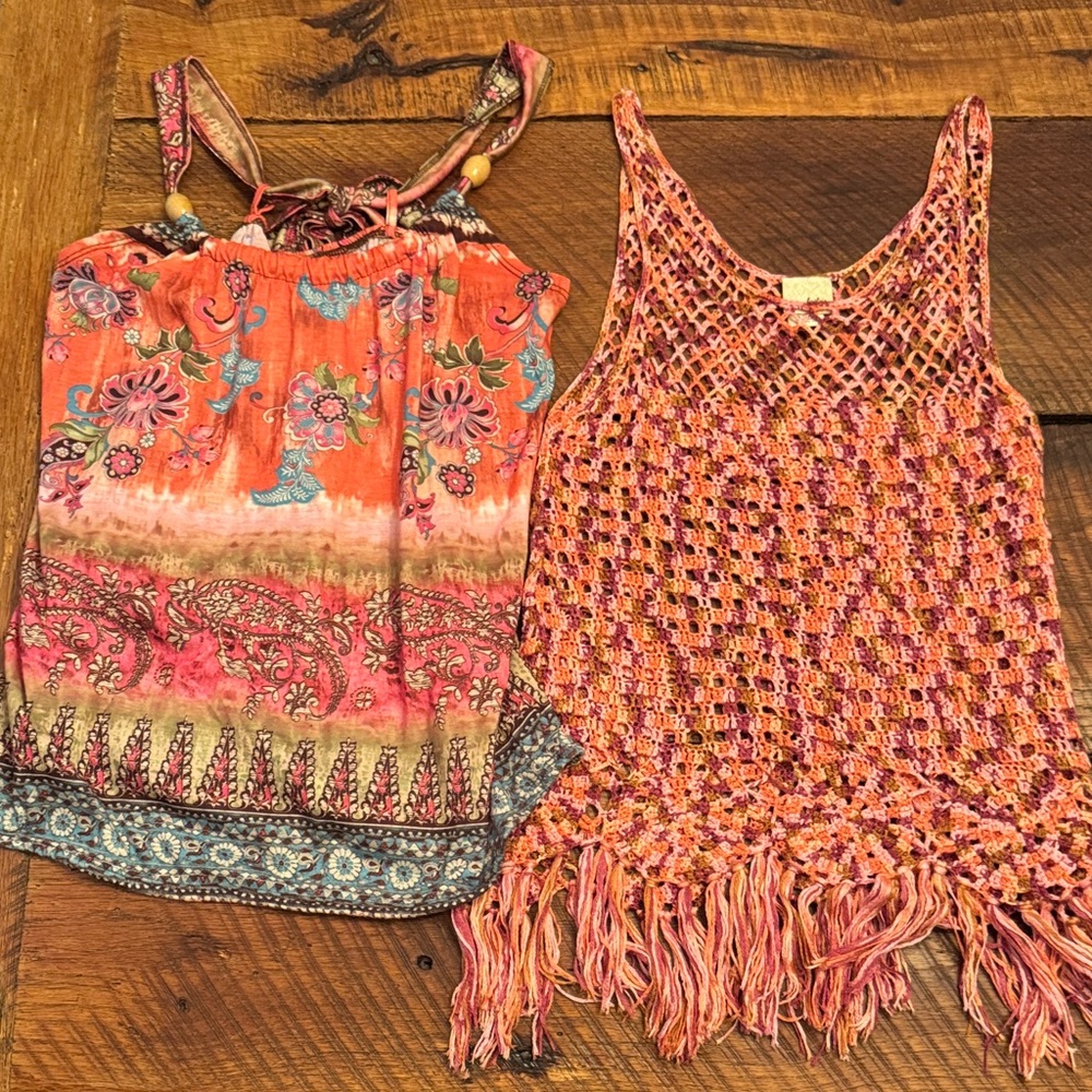 2 cute Daytrip tops. One with cute tie back and one crotched. Hardly worn